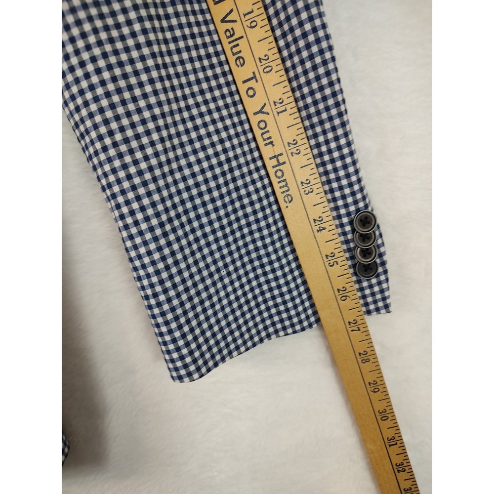 Tommy Hilfiger Sport Coat Mens 46L Gingham Plaid Two Button Blazer Blue White - Picture 8 of 10